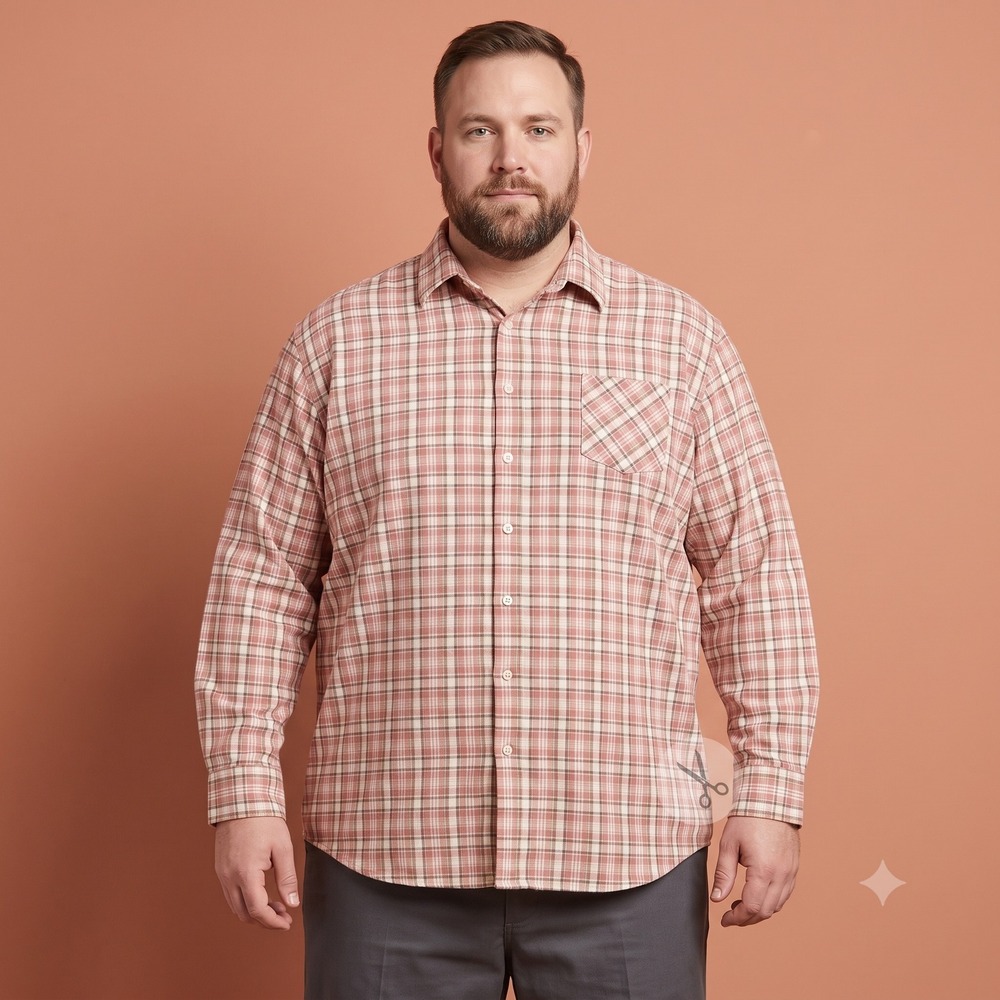 Big Rock Canyon Rugged Wear Plaid Button Down Shirt Men 3XL Orange‎ Tan EUC